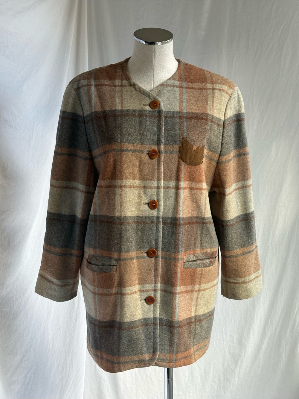 Vintage Klein Petit Paris Wool & Cashmere Plaid Fall Jacket | Size Large